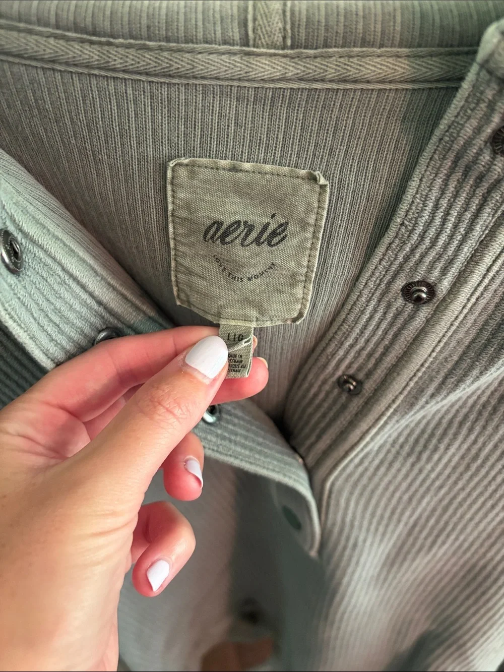 aerie Washed Sage Ribbed Hoodie Sweater